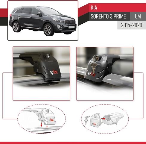 Compatible with Kia Sorento 3 (UM) Prime 2015-2020 ACE-2 Type Car Roof Rack Cross Bar Grey Aluminium Bars in Saudi Arabia