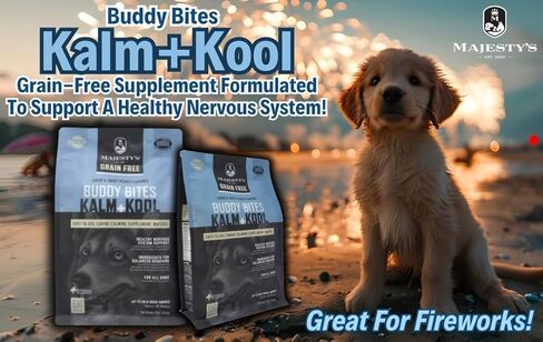 Majesty's Grain-Free Buddy Bites Kalm and Kool Wafers for Medium / Large Dogs - Superior Nervous System Support Supplement - Carob and Sweet Potato Flavored - 56 Count (Up To 8 Week Supply) in Saudi Arabia