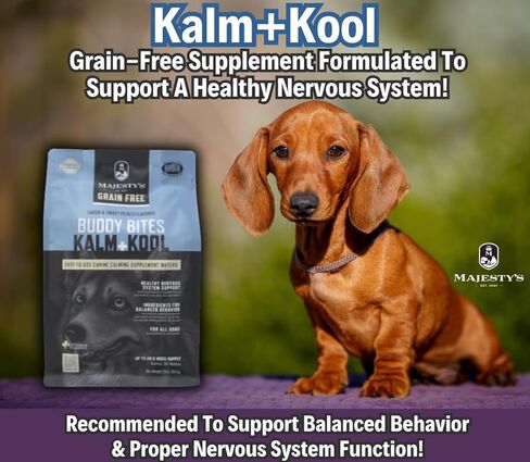 Majesty's Grain-Free Buddy Bites Kalm and Kool Wafers for Medium / Large Dogs - Superior Nervous System Support Supplement - Carob and Sweet Potato Flavored - 56 Count (Up To 8 Week Supply) in Saudi Arabia