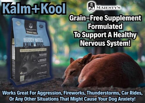 Majesty's Grain-Free Buddy Bites Kalm and Kool Wafers for Medium / Large Dogs - Superior Nervous System Support Supplement - Carob and Sweet Potato Flavored - 56 Count (Up To 8 Week Supply) in Saudi Arabia