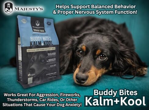Majesty's Grain-Free Buddy Bites Kalm and Kool Wafers for Medium / Large Dogs - Superior Nervous System Support Supplement - Carob and Sweet Potato Flavored - 56 Count (Up To 8 Week Supply) in Saudi Arabia