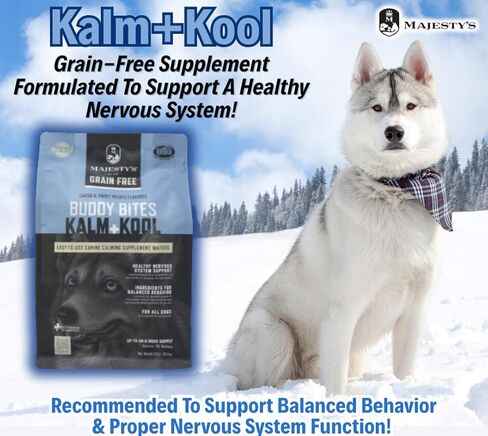 Majesty's Grain-Free Buddy Bites Kalm and Kool Wafers for Medium / Large Dogs - Superior Nervous System Support Supplement - Carob and Sweet Potato Flavored - 56 Count (Up To 8 Week Supply) in Saudi Arabia