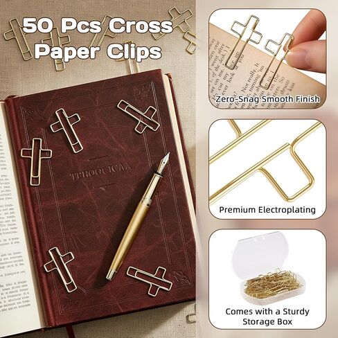 50Pcs Cross Paper Clips Bookmark for Bible Study Supplies, Bible Journal Clips Christian Mothers Day Gifts for Women Teacher Appreciation Baptism Religious Clips for Devotional Books Journals in Saudi Arabia