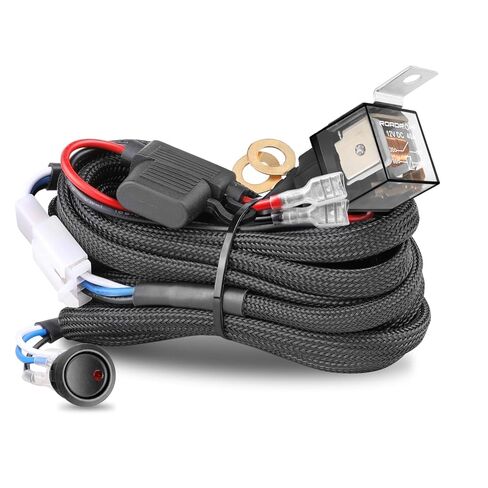 Wiring Harness 2 Lead, Nirider 12V 40A Rocker Switch Relay Fuse Nylon Wiring Harness Kit for LED Light Bars Fog Lights Work Lights Driving Lights Offroad LED Pods Wire Kit for Truck UTV ATV Boat in Saudi Arabia