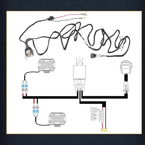 Wiring Harness 2 Lead, Nirider 12V 40A Rocker Switch Relay Fuse Nylon Wiring Harness Kit for LED Light Bars Fog Lights Work Lights Driving Lights Offroad LED Pods Wire Kit for Truck UTV ATV Boat in Saudi Arabia