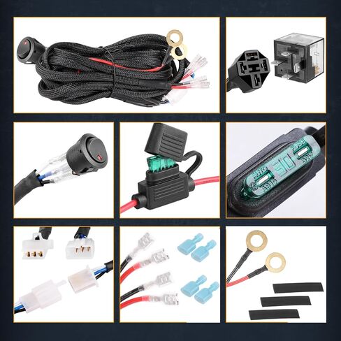 Wiring Harness 2 Lead, Nirider 12V 40A Rocker Switch Relay Fuse Nylon Wiring Harness Kit for LED Light Bars Fog Lights Work Lights Driving Lights Offroad LED Pods Wire Kit for Truck UTV ATV Boat in Saudi Arabia