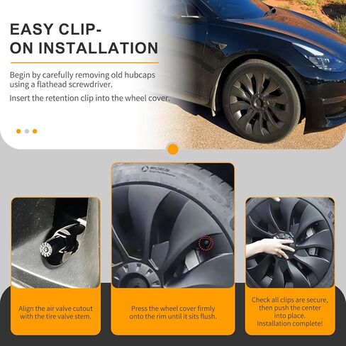 18 Inch Wheel Rim Cover Hubcaps for Tesla Model 3 2017–2023, Full Fit Snap-On Hub Caps with Valve Hole & Guard Tape, PC+ABS Aero Wheel Covers, All-Weather Protection in Saudi Arabia