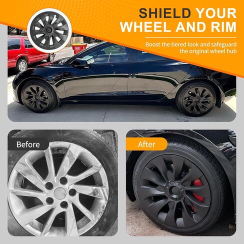 18 Inch Wheel Rim Cover Hubcaps for Tesla Model 3 2017–2023, Full Fit Snap-On Hub Caps with Valve Hole & Guard Tape, PC+ABS Aero Wheel Covers, All-Weather Protection in Saudi Arabia