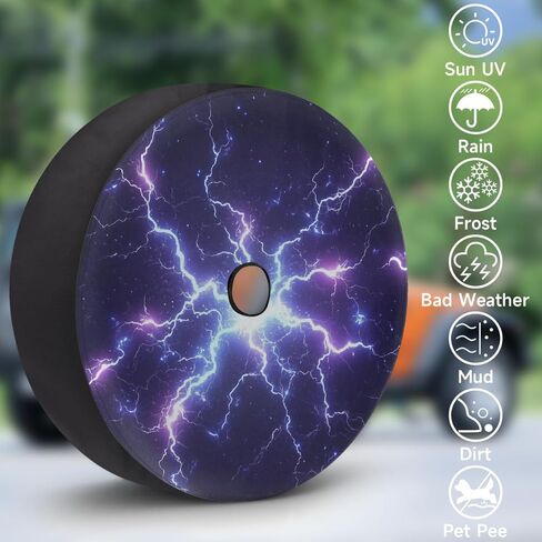 Spare Tire Cover with Backup Camera Hole Purple Lightning Waterproof Tire Cover Fit for Rv SUV Truck Travel Trailer 17inch in Saudi Arabia