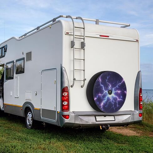Spare Tire Cover with Backup Camera Hole Purple Lightning Waterproof Tire Cover Fit for Rv SUV Truck Travel Trailer 17inch in Saudi Arabia