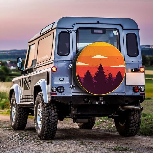 RV غطاء الإطارات الاحتياطية غابة الغروب مقاوم للماء والغبار العالمي لمقطورة SUV فان مخيم السفر مقطورة 12 "13" 14 "15" 16 "17 بوصة عجلة in Kuwait