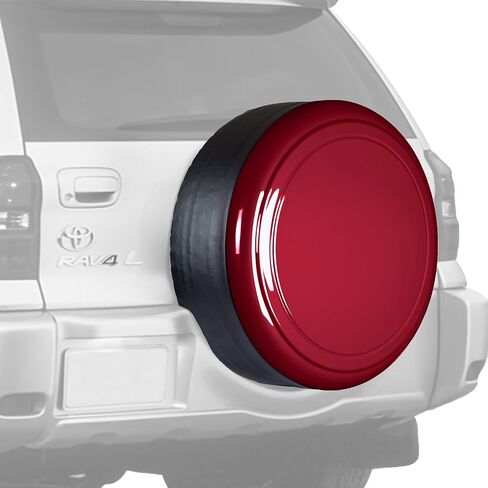 غطاء إطار صلب متطابق اللون من Boomerang مقاس 28 بوصة لسيارة Toyota RAV4 (01-05) - (وجه بلاستيكي وحزام فينيل) - أحمر in Kuwait