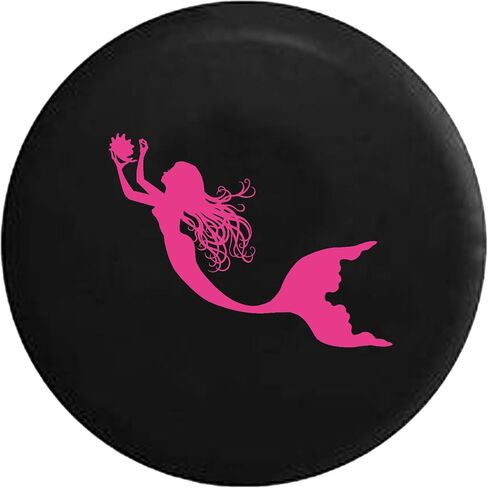 Ocean Mermaid with Shell and Pearl Swimming Spare Tire Cover fits SUV Camper RV Accessories Pink Ink 35 in in Saudi Arabia