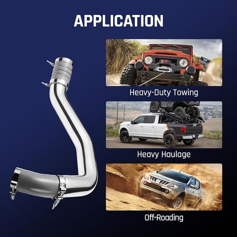 أنابيب التبريد الداخلي SPELAB Turbo متوافقة مع 2003-2007 Ford F250 F350 F450 F550 6.0L Powerstroke، مجموعة أنابيب المبرد الداخلي من الألومنيوم الجانب الساخن والبارد، فضي in Kuwait