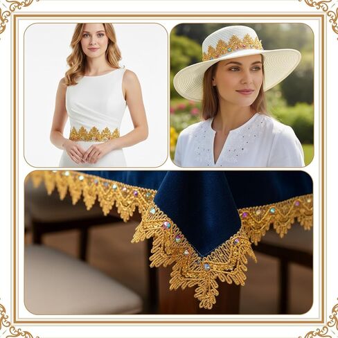 9.8 Yard Gold lace Trim with Shiny Beaded - Sequins Vintage Gold Trim for Sewing 1.57in Wide - Sewing Trim & Embellishments for Wedding DIY Craft Sewing Fabric in Kuwait