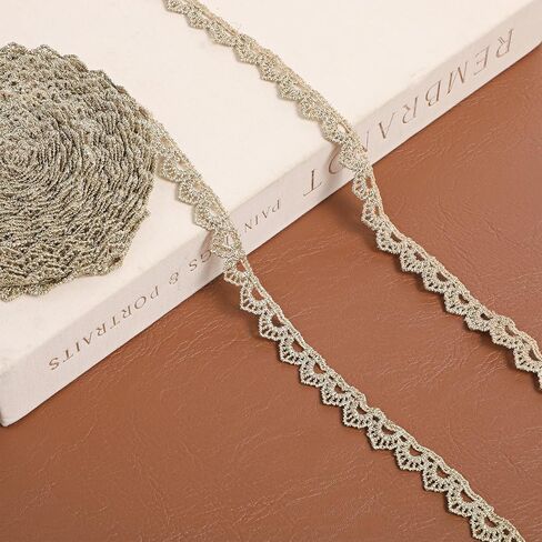10 Yards Gold Metallic Heart Lace Trim 0.4inch Width Gold Embroidery Lace Ribbon Trim Sequins Tassel Trims Crafts Fabric Trims for DIY Party Wedding Bridal Clothes Accessories in Kuwait