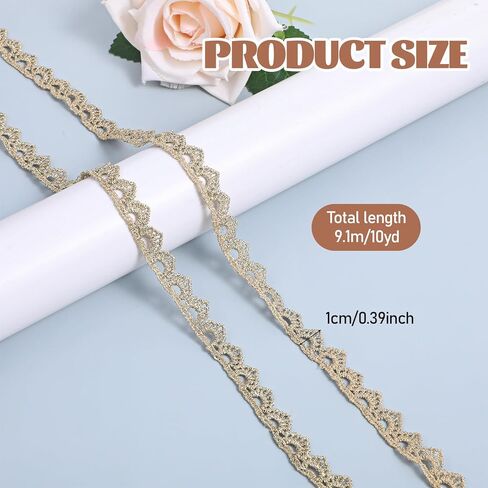 10 Yards Gold Metallic Heart Lace Trim 0.4inch Width Gold Embroidery Lace Ribbon Trim Sequins Tassel Trims Crafts Fabric Trims for DIY Party Wedding Bridal Clothes Accessories in Kuwait