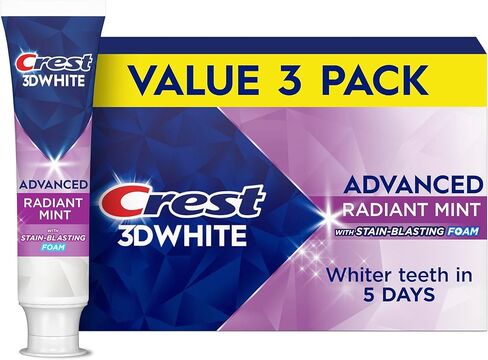 Crest 3D White Advanced Teeth Whitening Toothpaste, Radiant Mint, 3.3 oz, Pack of 3 in Saudi Arabia