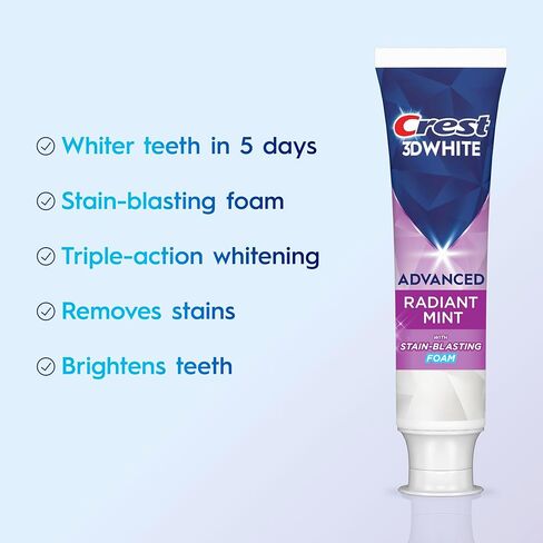 Crest 3D White Advanced Teeth Whitening Toothpaste, Radiant Mint, 3.3 oz, Pack of 3 in Saudi Arabia