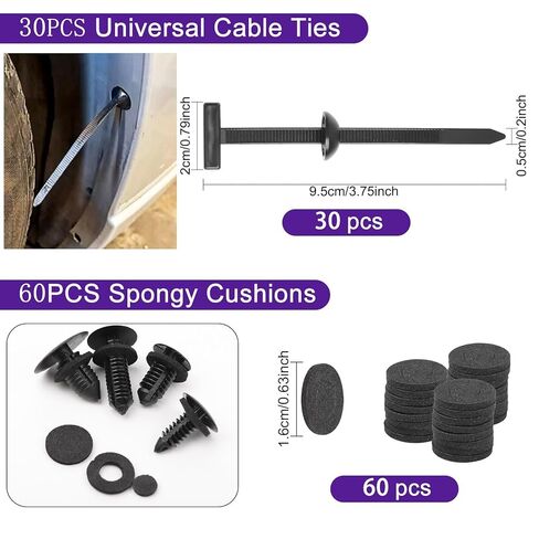 Uolor 335PCS Bumper Retainer Clips & Auto Plastic Push Pin Rivets Kit, 12 Popular Sizes, with Upgraded T Style Zip Ties - for Door Trim Panel & Fender, Fits GM/Ford/Toyota/Honda/Chrysler in Saudi Arabia