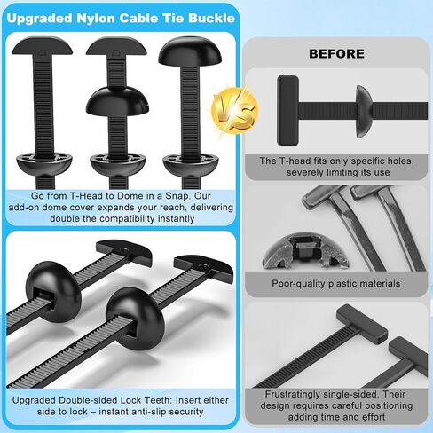50Pcs Nylon Universal Cable Tie Buckle for Car, Upgraded Automotive Zipper Clips, Heavy Duty Self-Locking Zip Ties Holder with Pin & Button,Top Movable Dome Design in Saudi Arabia