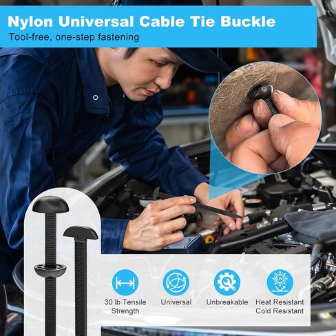 50Pcs Nylon Universal Cable Tie Buckle for Car, Upgraded Automotive Zipper Clips, Heavy Duty Self-Locking Zip Ties Holder with Pin & Button,Top Movable Dome Design in Saudi Arabia