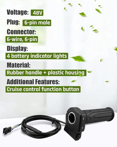 48V Throttle Grip Replacement Fit for Jetson Haze Folding EBike，Fit for DYU Y16 Electric Bicycle with Cruise Control Button and LCD Voltage Display in Saudi Arabia