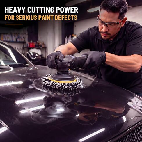 7 Inch Twisted Wool Buffing Pad for Rotary Polisher, Heavy Cutting Polishing Pad for Car Detailing, Fast Oxidation & Scratch Removal, Low Heat Wool Polishing Pads in Kuwait