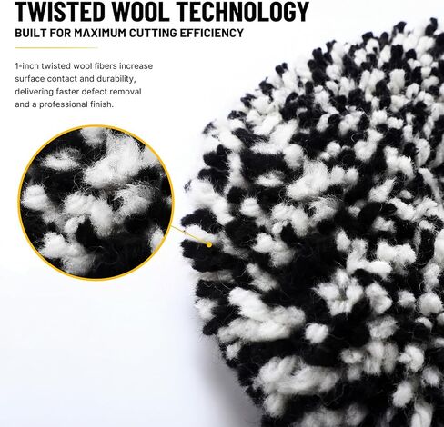 7 Inch Twisted Wool Buffing Pad for Rotary Polisher, Heavy Cutting Polishing Pad for Car Detailing, Fast Oxidation & Scratch Removal, Low Heat Wool Polishing Pads in Kuwait