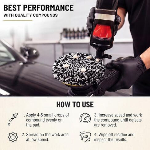 7 Inch Twisted Wool Buffing Pad for Rotary Polisher, Heavy Cutting Polishing Pad for Car Detailing, Fast Oxidation & Scratch Removal, Low Heat Wool Polishing Pads in Kuwait