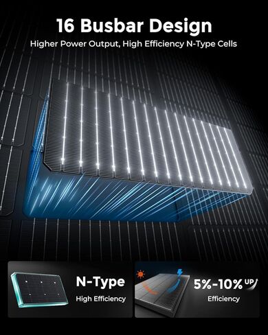 200W Solar Panel, N-Type 16BB 12V 200 Watt Solar Panel with 25.6% High Efficiency, IP68 Waterproof & 30-Year Long-Lasting Design, for RV, Van, Marine, Rooftop, Cabin & Off-Grid Power Systems in Kuwait