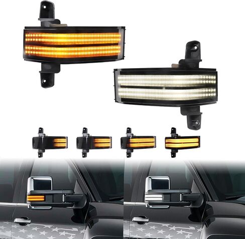 Sequential LED Side Mirror Turn Signal Lights for Chevy Silverado GMC Sierra 2500 HD 3500 HD 2020-2026 Amber Signal Indicator Switchback White DRL Tow Mirror Parking Light with Smoked Lens 2PCS in Saudi Arabia