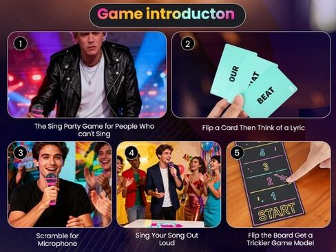 The Mic Karaoke Card Game - Family Karaoke Board Game with 250 Song Lyrics & Plastic Mic, 2-10 Players Ages 8+, Fun Singing Activity for Adults & Kids Game in Saudi Arabia