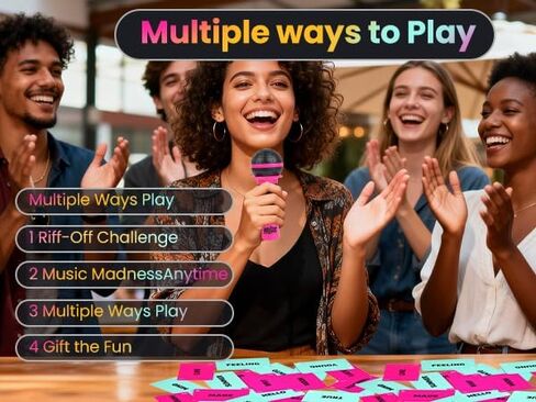 The Mic Karaoke Card Game - Family Karaoke Board Game with 250 Song Lyrics & Plastic Mic, 2-10 Players Ages 8+, Fun Singing Activity for Adults & Kids Game in Saudi Arabia