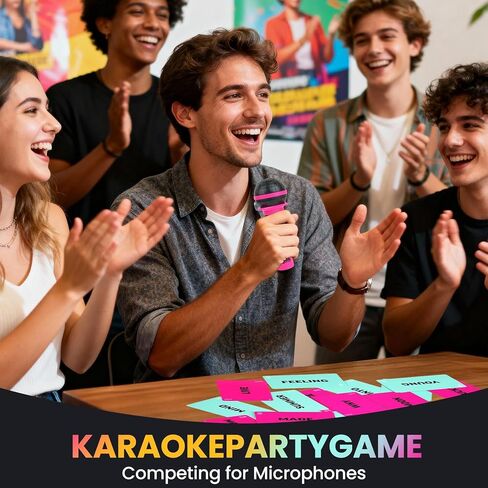 The Mic Karaoke Card Game - Family Karaoke Board Game with 250 Song Lyrics & Plastic Mic, 2-10 Players Ages 8+, Fun Singing Activity for Adults & Kids Game in Saudi Arabia
