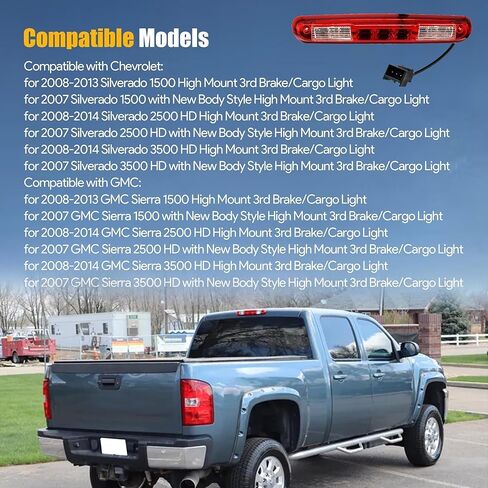 25890530 Red Rear Center High Mount Brake Light Fit for Chevy Silverado GMC Sierra 1500 for Chevy Silverado GMC Sierra 2500 HD 3500 HD # GM25890530 923-247 Led Housing 3rd Third Tail Stop Cargo Lamp in Saudi Arabia