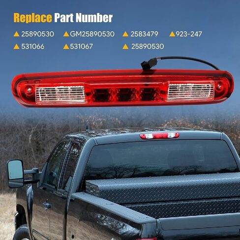 25890530 Red Rear Center High Mount Brake Light Fit for Chevy Silverado GMC Sierra 1500 for Chevy Silverado GMC Sierra 2500 HD 3500 HD # GM25890530 923-247 Led Housing 3rd Third Tail Stop Cargo Lamp in Saudi Arabia
