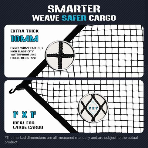 Cargo Net for Pickup Truck Bed - Stretchable 4'x4' to 8'x8', High Elastic Fine Mesh 1'‘x1’' - Cargo Mesh Organizer Ideal for ATV, SUV, UTV, Truck and Boat Use (Single Layer) in Saudi Arabia