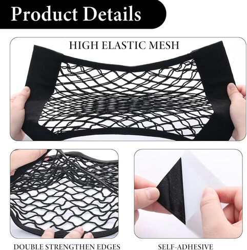 2pcs Universal Mesh Cargo Net Car Storage Net Bag Elastic Adhesive Pocket Net String Pouch Bag for Car Trunk Storage Home Storage Organizers in Saudi Arabia