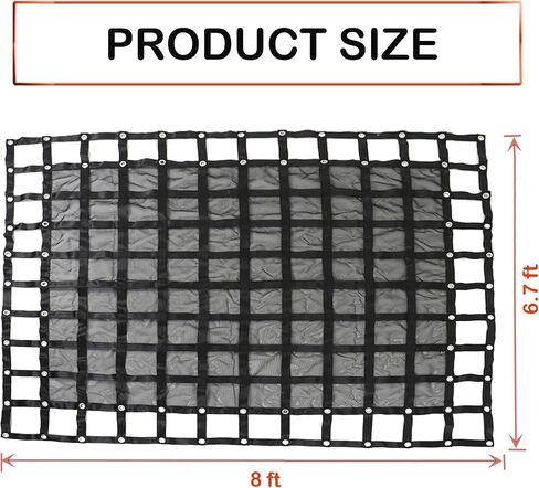 HOSTIC 6.75FT x 8FT شبكة بضائع ثقيلة قابلة للتعديل للمقطورة شبكة بضائع شاحنة شبكة سرير شاحنة منظم أسود in Kuwait