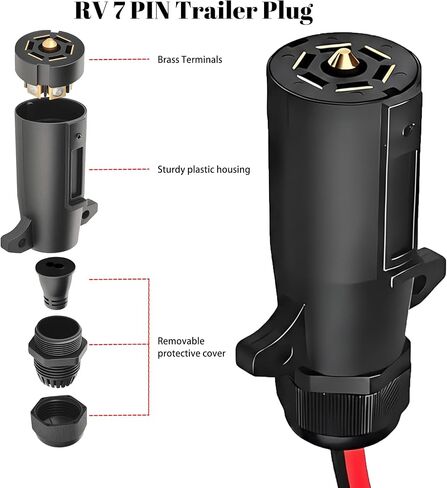 12AWG 7-Way Trailer Plug to Female Cigarette Lighter Power Cable, 7 Pin Blade Connector 12V Power Adapter, Heavy Duty Charger Access for RV Truck Trailer (2FT/63cm) in Saudi Arabia