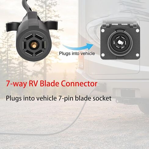 12AWG 7-Way Trailer Plug to Female Cigarette Lighter Power Cable, 7 Pin Blade Connector 12V Power Adapter, Heavy Duty Charger Access for RV Truck Trailer (2FT/63cm) in Saudi Arabia
