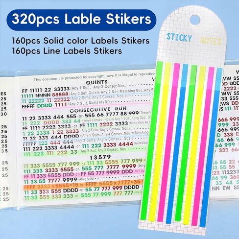 Mahjong Card Sleeve Position Set - 4Pcs Mahjong Card Holder & 320Pcs Line Finder Notes, Mahjong Accessories for Mahjong Cards 2025-2026, Protect Cards & Identify Winning Combinations in Gameplay in Saudi Arabia