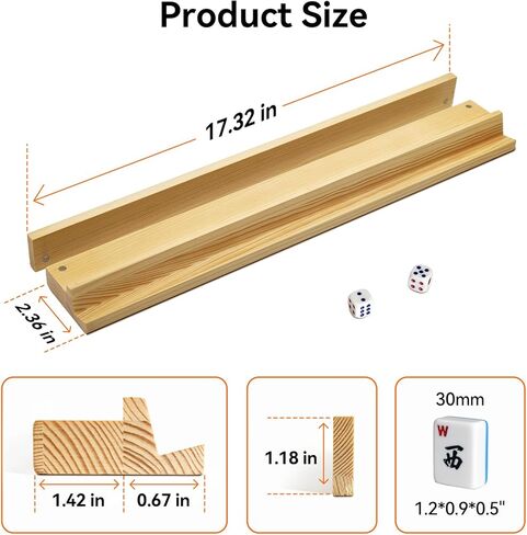 Mahjong Racks with Magnetic Pushers for American Mahjong, 17.3 Inch Wooden Tile Holder Set of 4, Adult Card Game Accessories with Dice and Storage Bags in Saudi Arabia