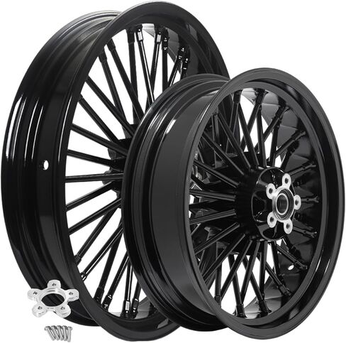 TOFR 21x2.15 17x4.5 إطارات العجلات الخلفية الأمامية 36 تكلم كبير من الدهون لـ Harley Dyna FXDWG Wide Glide Non-ABS 2006-2017 2007 2008 2009 2010 2011 2012 2013 2014 2015 2016 / 21 بوصة + 17 بوصة لمعان أسود in Kuwait