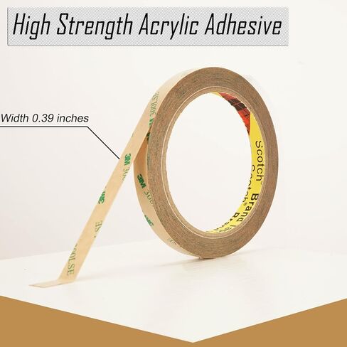 3M 300LSE Double Sided Tape Heavy Duty, 0.39" × 36 Ft Clear Ultra Thin High Strength Automotive Mounting, Waterproof for Car Trim, Mirror, Rv, LED Strips, Electronics Invisible Bonding (0.39" × 36 Ft) in Saudi Arabia