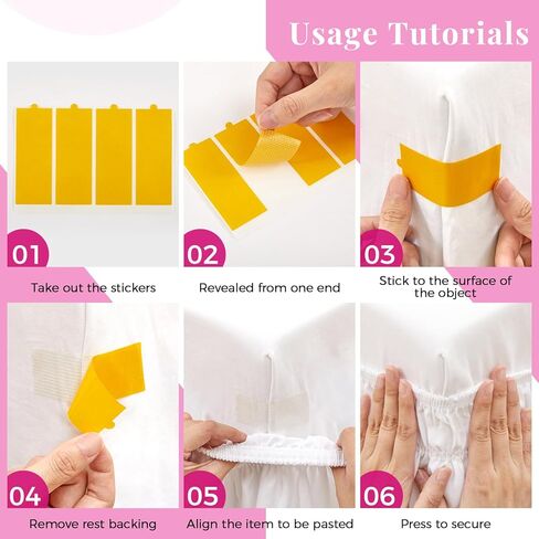 RIMELA Double Sided Adhesive Tape, Heavy Duty Mounting Tape for Bedskirts, Slipcovers, Photos, Decorations, Easy to Use (Semi-Transparent, 10 Sheets, 40 Pieces) in Kuwait