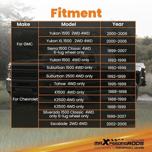 maxpeedingrods 1-3 بوصات رفع مفاتيح التواء مزورة لسيارة Chevy Silverado/GMC Sierra 1500 1999-2007 4WD، للضواحي/Tahoe/K1500/K2500/K3500 1988-1999، لـ Yukon 1500 2000-2006، مجموعة رفع قابلة للتعديل in Kuwait