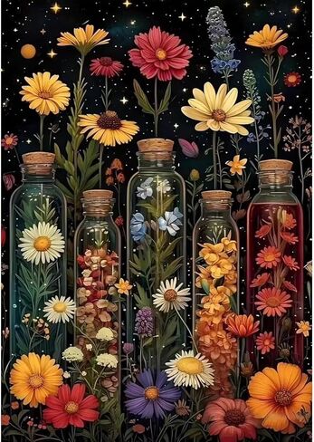 GEMFAMILY Flowers Paint by Numbers Kit for Adults,Bottled Wildflowers Paint by Number Kits on Canvas for Beginners,DIY Acrylic Easy Canvas Paint by Numbers for Home Wall Decoration 16 X 20 inch in Saudi Arabia