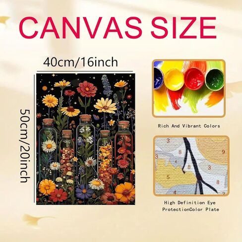 GEMFAMILY Flowers Paint by Numbers Kit for Adults,Bottled Wildflowers Paint by Number Kits on Canvas for Beginners,DIY Acrylic Easy Canvas Paint by Numbers for Home Wall Decoration 16 X 20 inch in Saudi Arabia